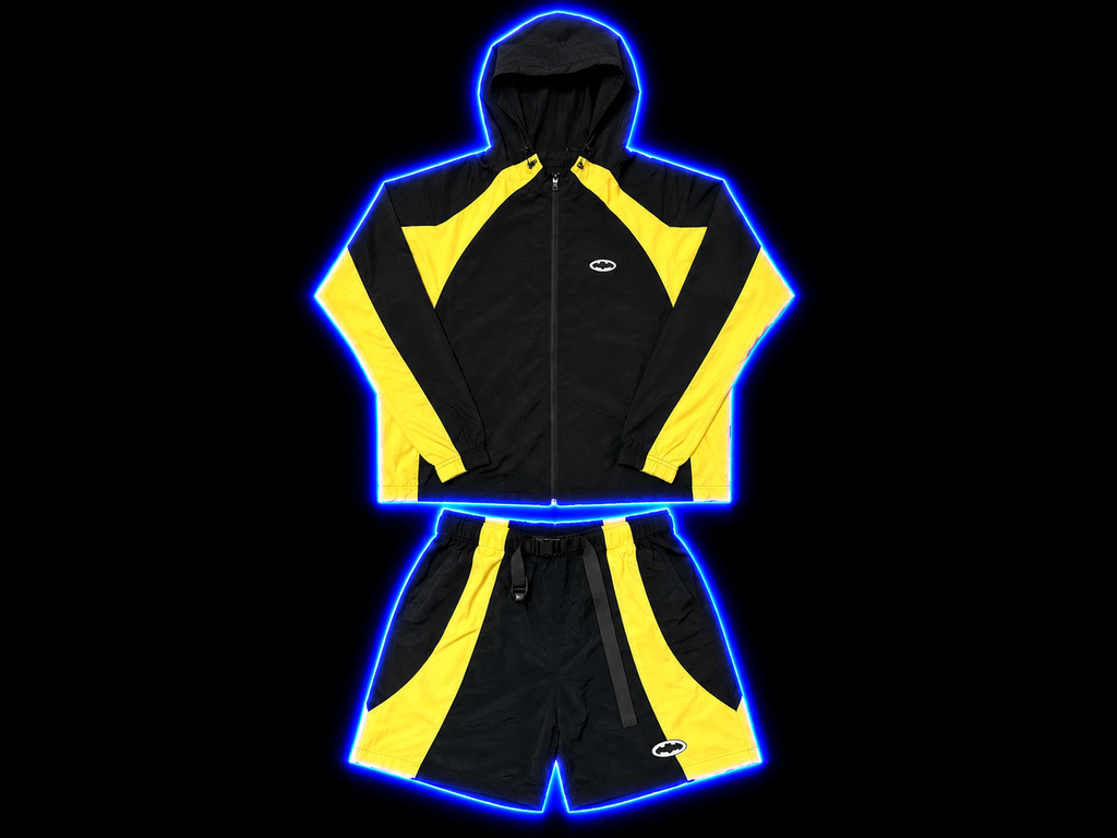 Cortiez Black/Yellow jacket and shorts set