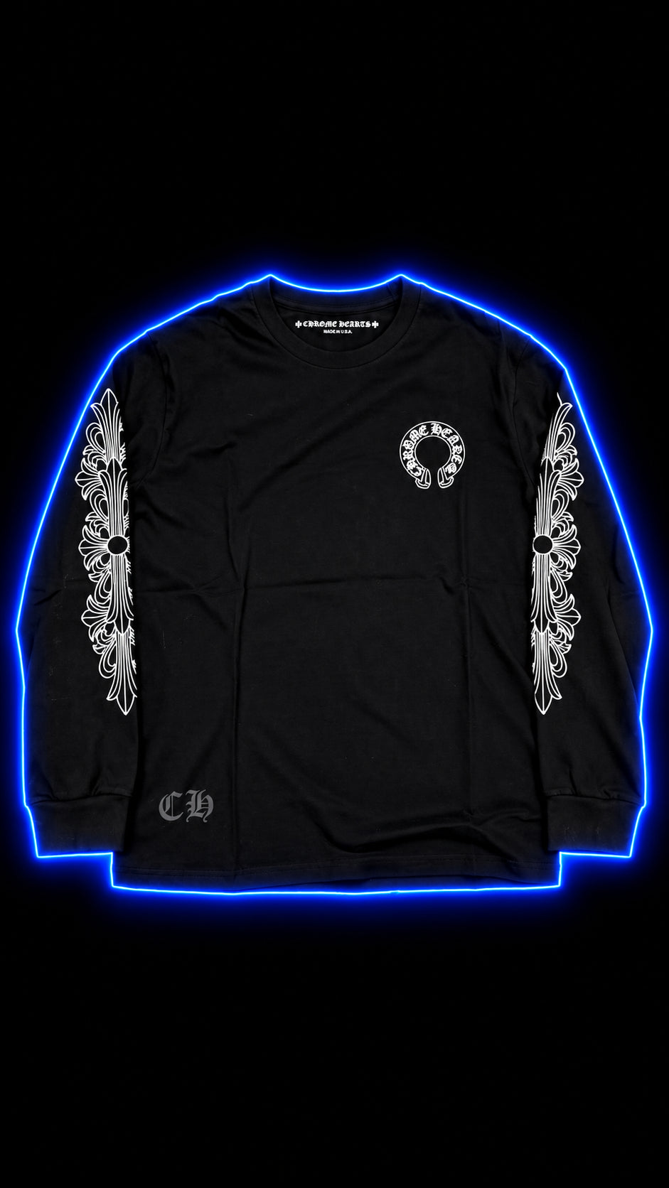 Black Chrome Hearts horseshoe long sleeve