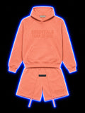 Coral Essentials hoodie and shorts set