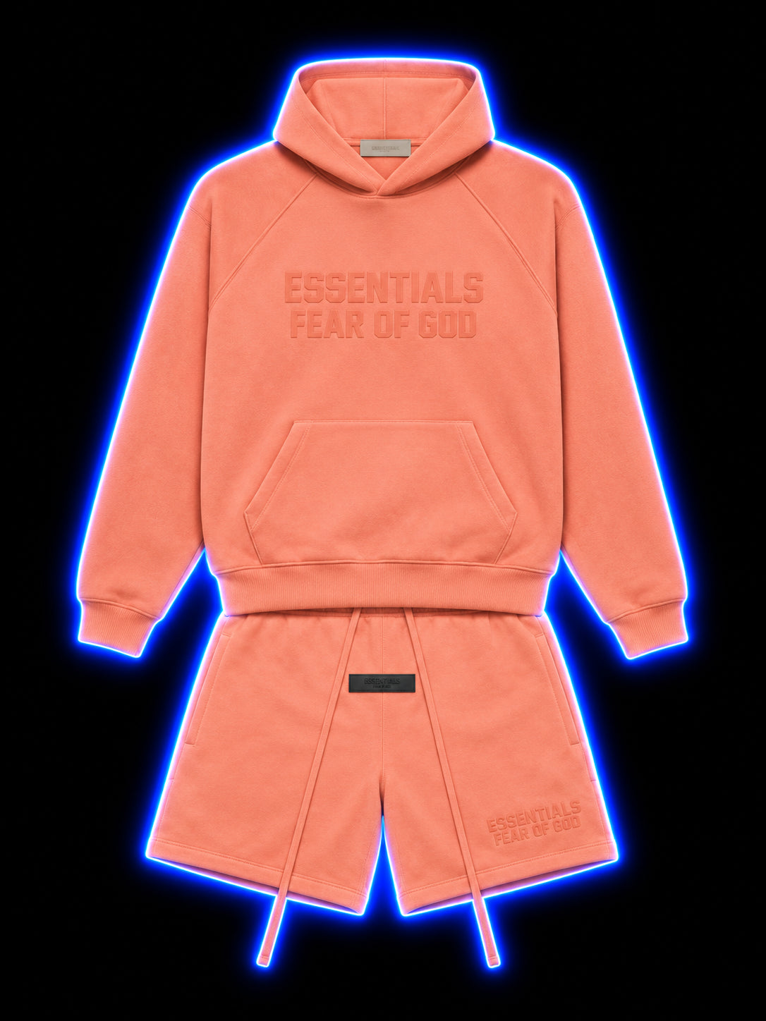 Coral Essentials hoodie and shorts set