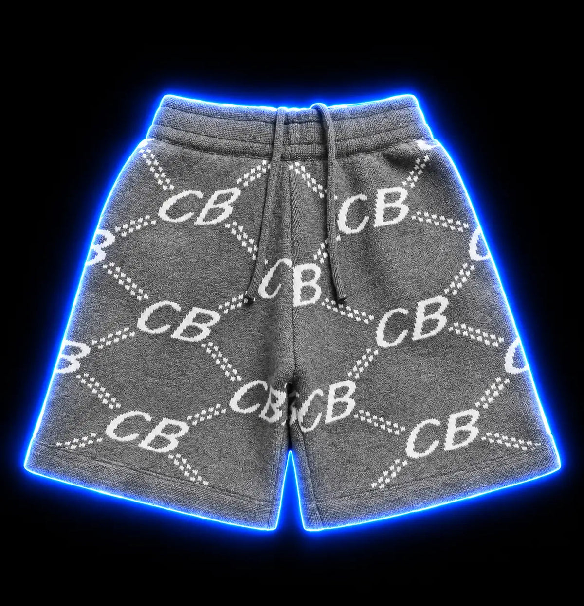 Grey CB monogram drawstring shorts